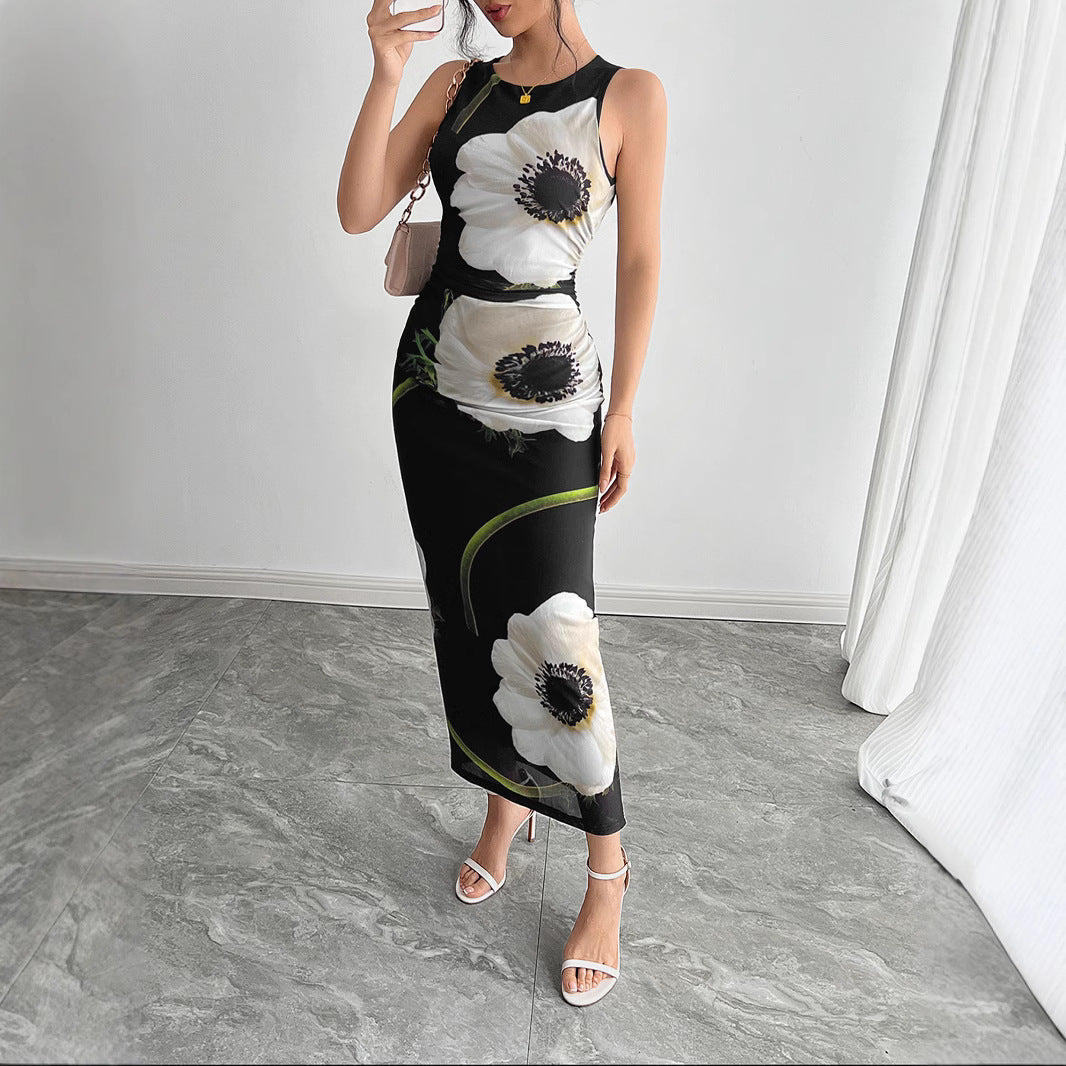 Damen Maxikleid mit floralem Druck und figurbetonter Silhouette R&B