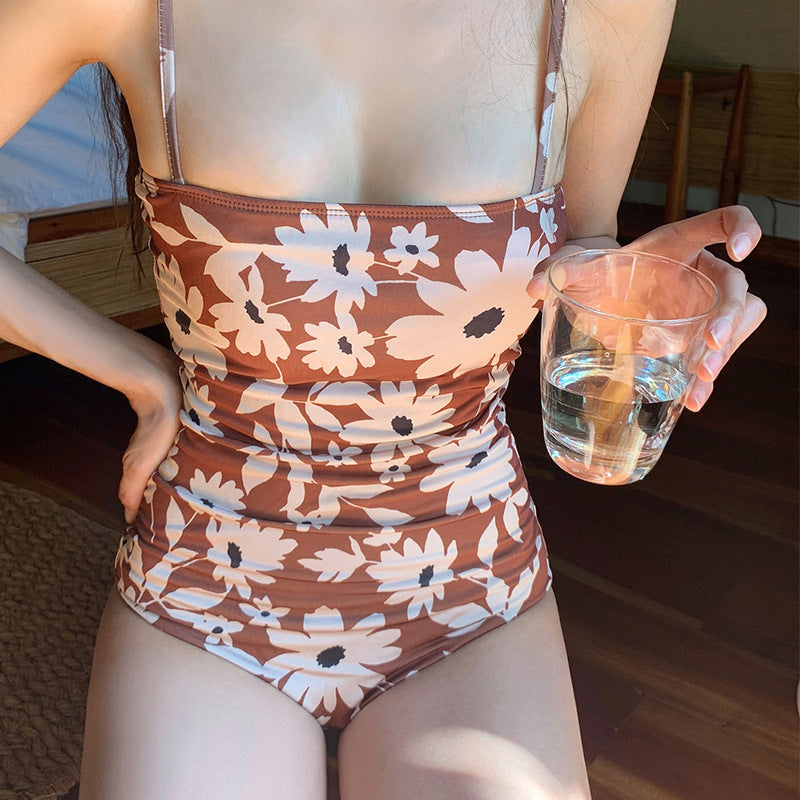 Damen Einteiler Badeanzug mit floralem Design und verstellbaren Trägern R&B