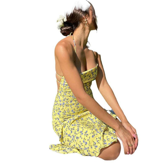 Damen Etuikleid mit floralem Design und eleganten Spaghettiträgern R&B