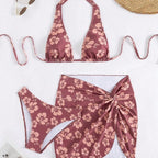 Damen Triangel-Bikini-Set mit modischem Wickelrock R&B