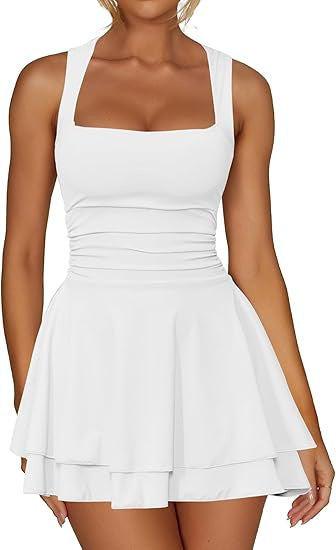 Damen sportliches Kleid mit Raffungen und weit schwingendem Rock R&B