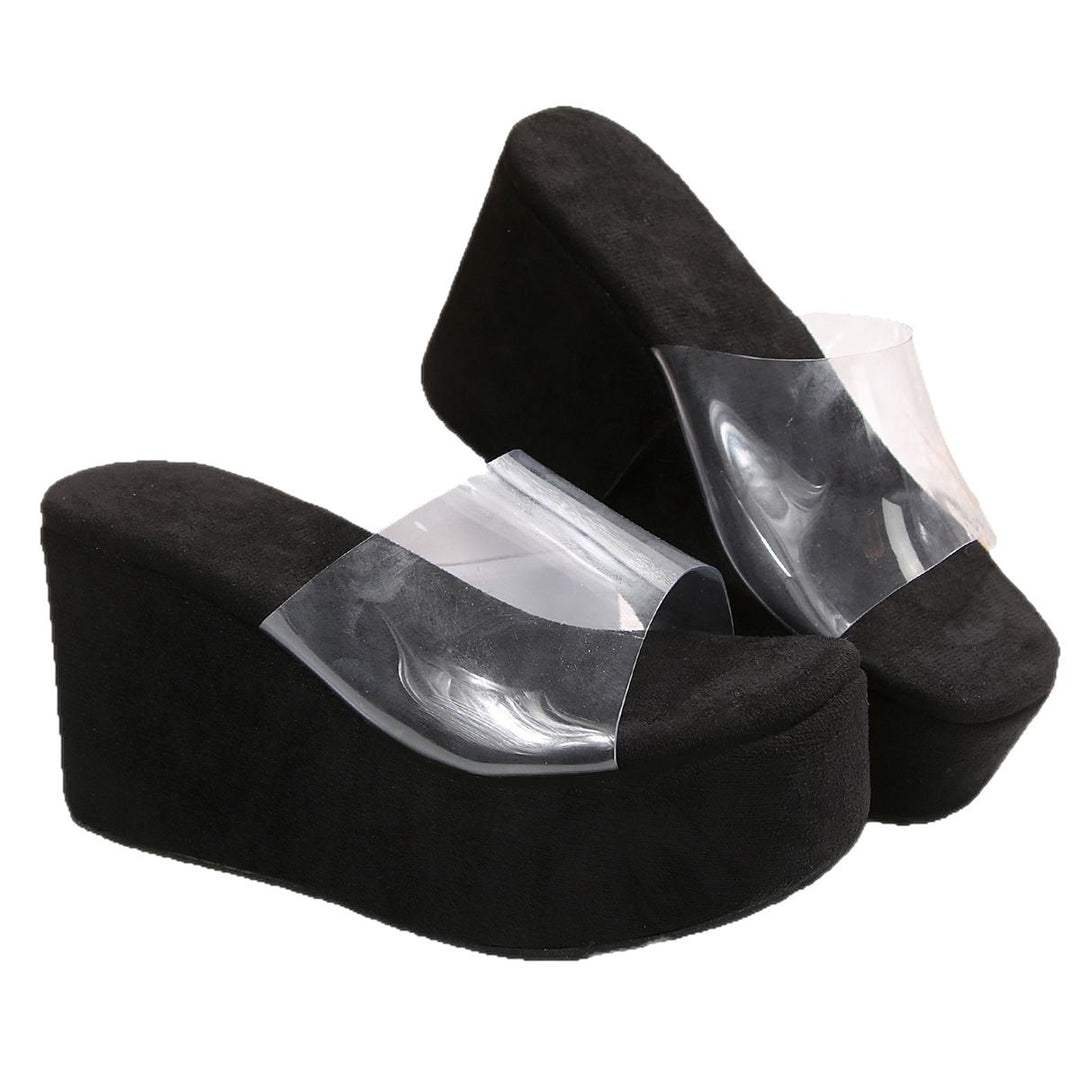 Damen Wedge-Pantoletten mit transparentem Riemendesign und komfortablem Fußbett R&B