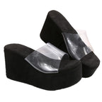 Damen Wedge-Pantoletten mit transparentem Riemendesign und komfortablem Fußbett
