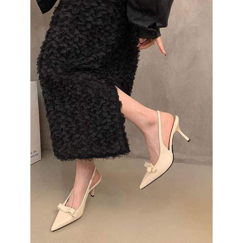 Damen elegante Slingback-Pumps mit zarter Schleifenverzierung R&B