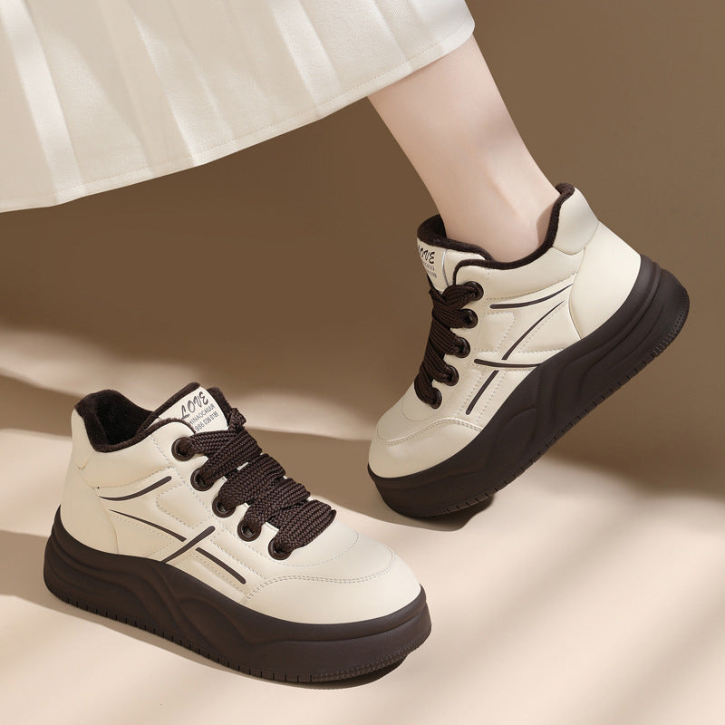 Damen trendige High-Top Sneakers mit extraleichter Sohle und kuscheligem Futter R&B