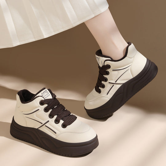 Damen trendige High-Top Sneakers mit extraleichter Sohle und kuscheligem Futter R&B