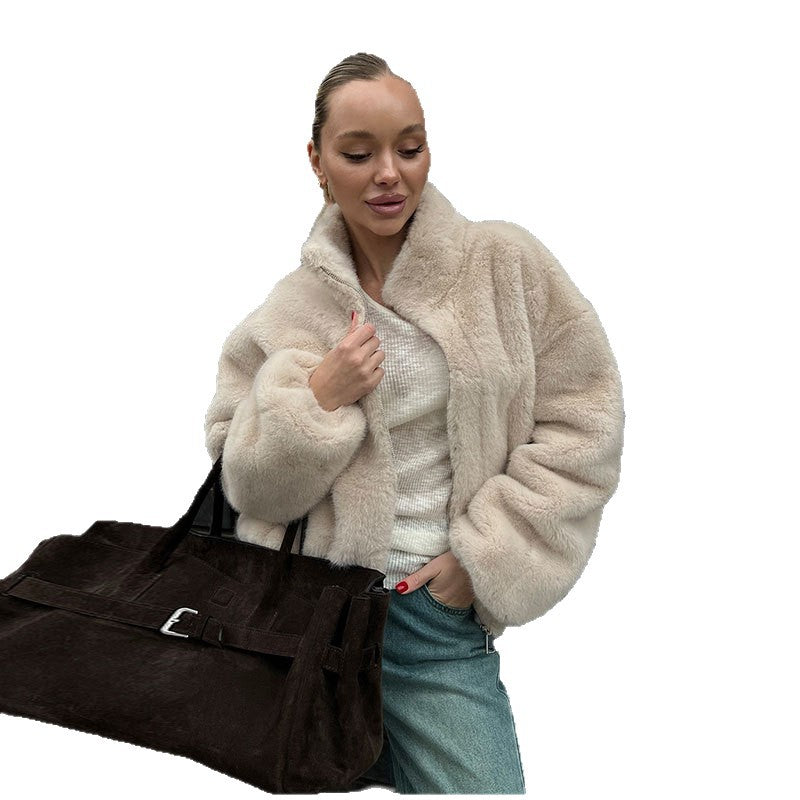 Damen Schockierende Kurzjacke aus luxuriösem Kunstfell R&B