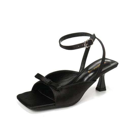 Damen elegante Sandalen mit modischem Schleifenakzent und modischem Stiletto R&B