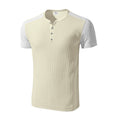 Herren Kurzarm-Henley-T-Shirt mit strukturierter Oberfläche und dezenter Knopfleiste R&B