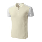 Herren Kurzarm-Henley-T-Shirt mit strukturierter Oberfläche und dezenter Knopfleiste R&B