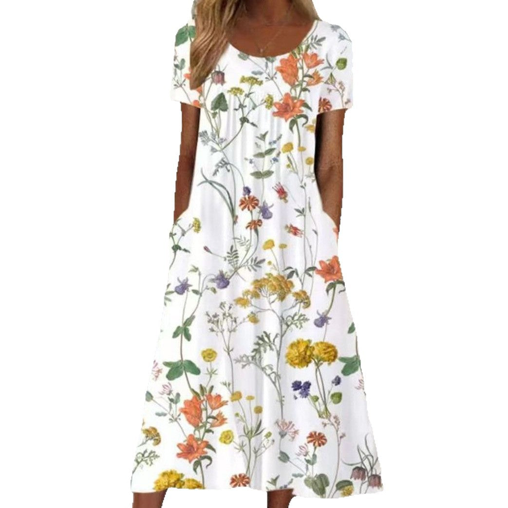 Damen Maxi-Kleid mit floralem Muster und praktischen Seitentaschen R&B