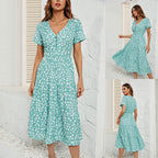 Damen Midi-Kleid mit Flügelärmeln und Knopfleiste R&B