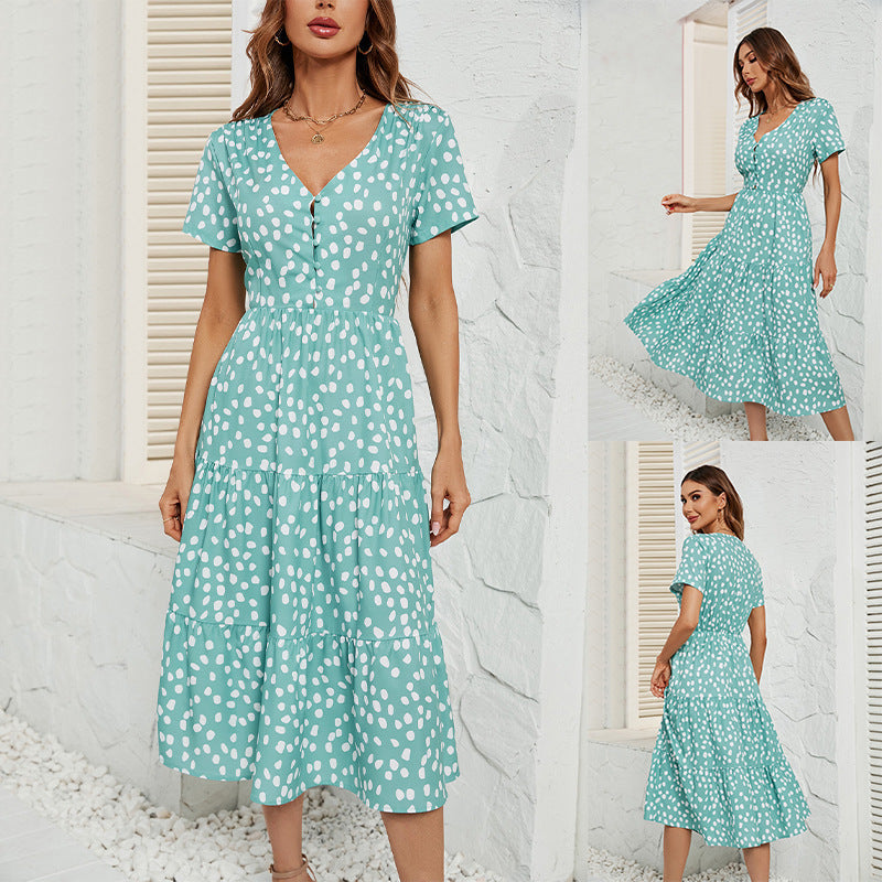 Damen Midi-Kleid mit Flügelärmeln und Knopfleiste R&B