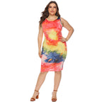 Damen figurbetontes Sommerkleid mit buntem Batik-Muster R&B