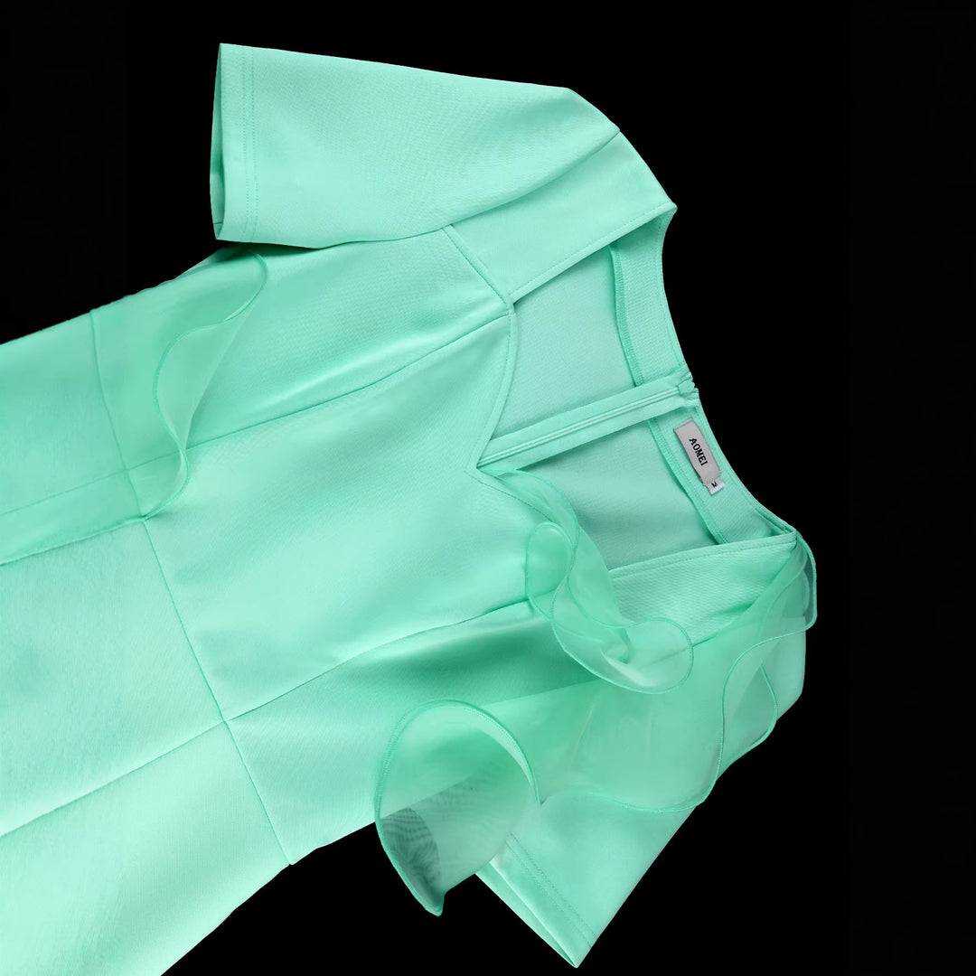 Damen figurbetontes Cocktailkleid mit elegantem Rüschendesign R&B
