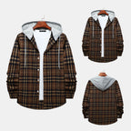 Herren Karo-Hemdjacke mit integrierter Kapuze und lässigem Design