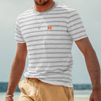Herren Kurzarm T-Shirt mit maritimem Streifenmuster und praktischer Brusttasche R&B