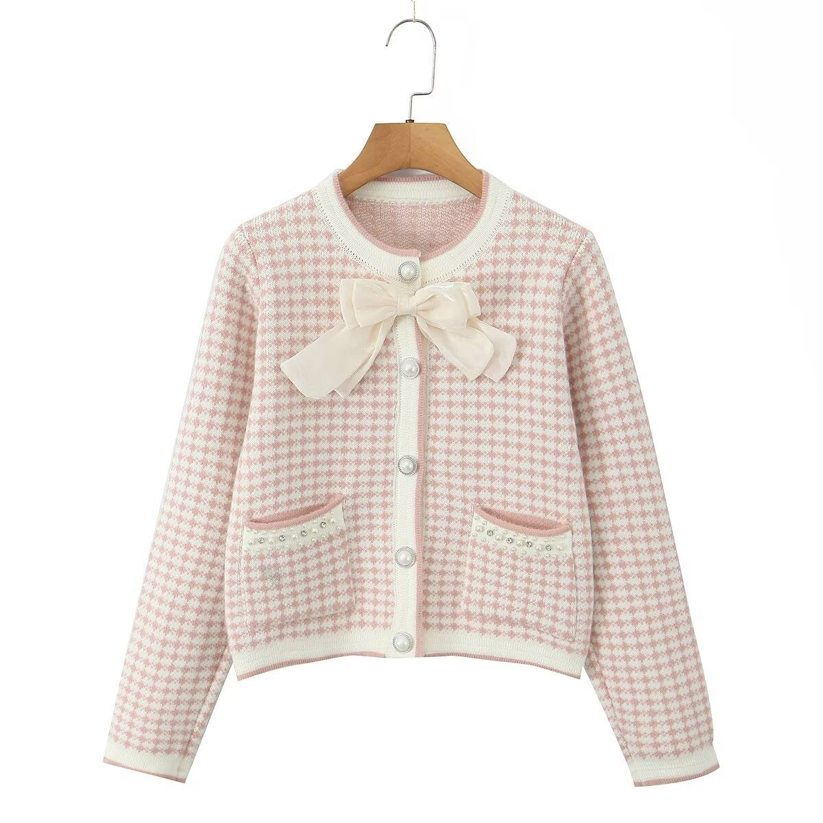Damen Cardigan mit dekorativen Details und charmantem Schalkragen R&B