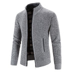 Herren Strickjacke mit modernem Stehkragen und Noppenstruktur R&B