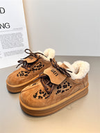 Damen Komfortable Sneaker mit kuscheligem Innenfutter und modischem Leopardenmuster R&B