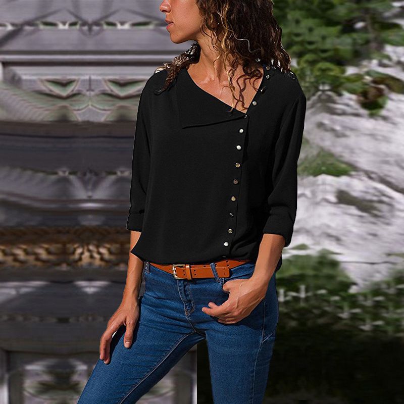 Damen Button-Up Relaxed Fit Bluse R&B