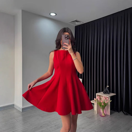 Damen ärmelloses A-Linien Kleid mit seitlichem Reißverschluss R&B