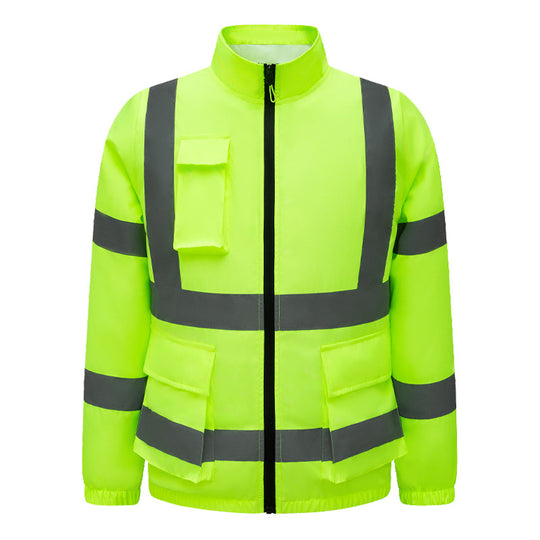 Unisex nan hochsichtbare Warnjacke mit reflektierenden Streifen und multifunktionalen Außentaschen R&B