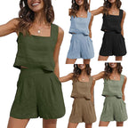 Damen Leichte Sommerbluse und Shorts Set R&B