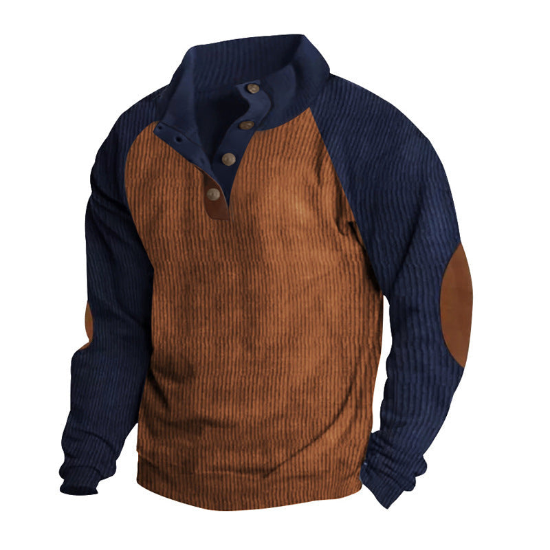 Herren strukturiertes Pullover-Shirt mit Knopfleiste details R&B