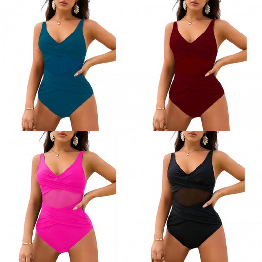 Damen Einteiliger Badeanzug mit raffiniertem Wickeldetail und figurformendem Schnitt R&B