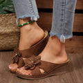 Damen Wedge-Pantoletten mit floralem Design und komfortablem Fußbett R&B