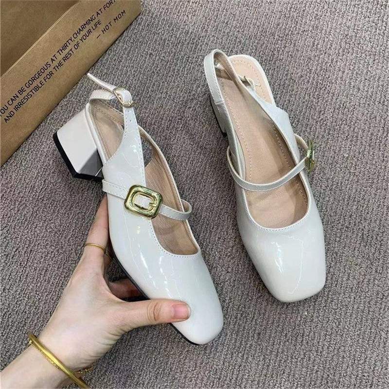 Damen Slingback-Pumps mit breitem Blockabsatz und dekorativem Schnallenakzent R&B