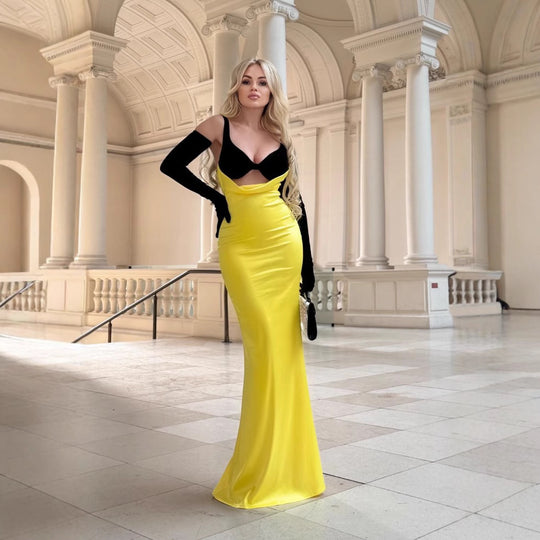 Damen Elegantes langes Kleid mit raffiniertem Bustier-Design und fließendem Rock R&B