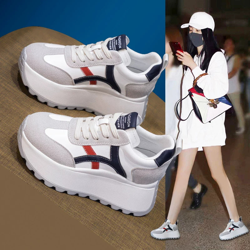 Damen Sportliche Plateau-Sneaker mit modischem Obermaterial und rutschfester Sohle R&B