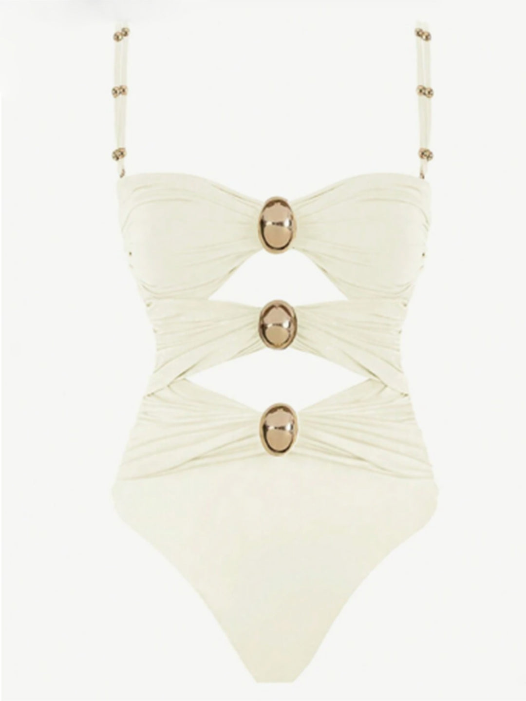 Damen Einteiler-Badeanzug mit raffinierten Cut-Outs und dekorativen Metallakzenten R&B