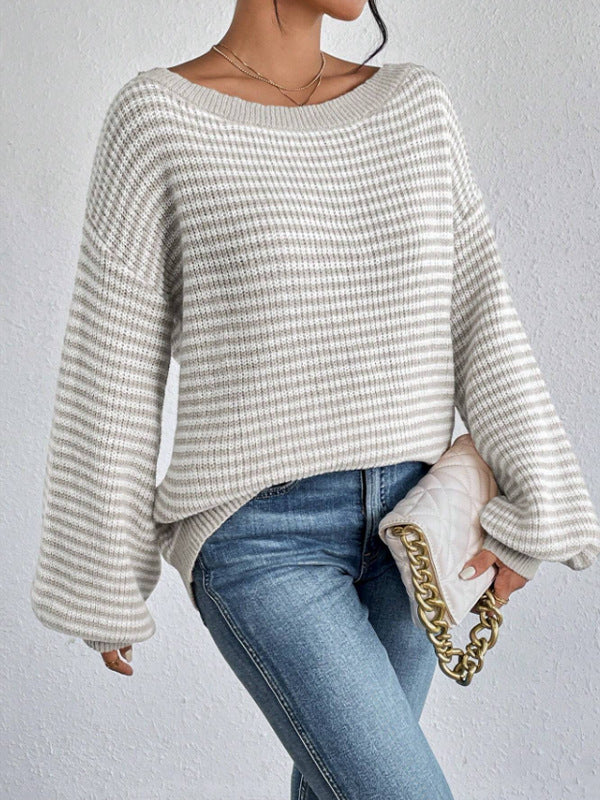 Damen lässiger Oversized-Pullover mit asymmetrischem Schnitt und modernem Gewebe R&B