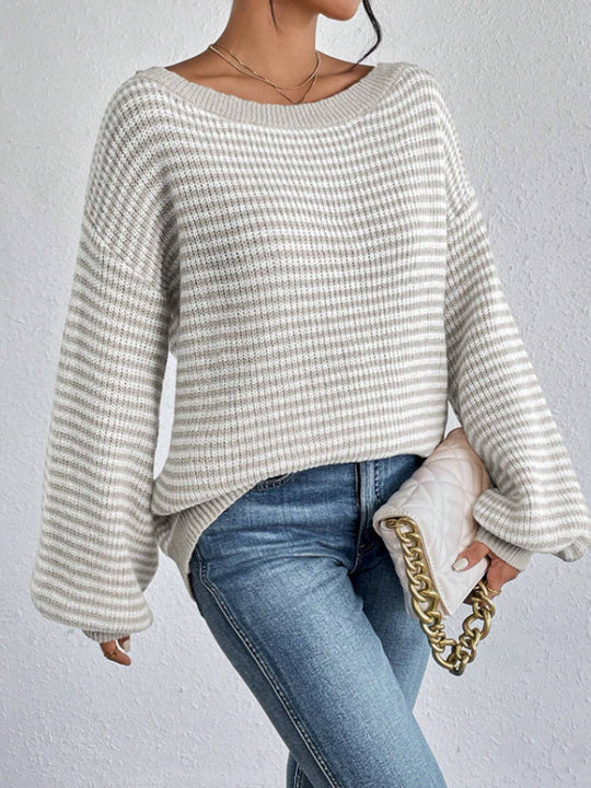 Damen lässiger Oversized-Pullover mit asymmetrischem Schnitt und modernem Gewebe R&B