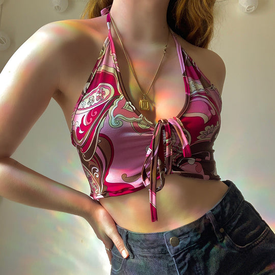 Damen trägerloses Crop-Top mit dekorativem Knoten R&B