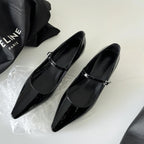 Damen elegante Slingback-Pumps mit spitzem Zehenbereich und glänzender Oberfläche