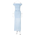 Damen Elegantes Off-Shoulder Maxikleid mit gerafftem Oberteil R&B