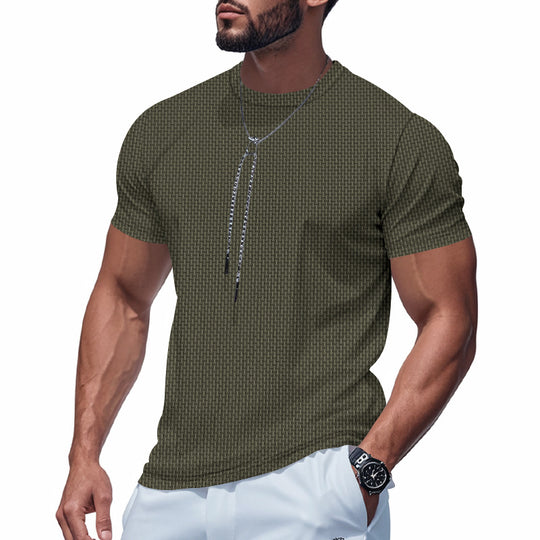 Herren Kurzarm T-Shirt mit strukturiertem Design und atmungsaktiver Baumwolle R&B