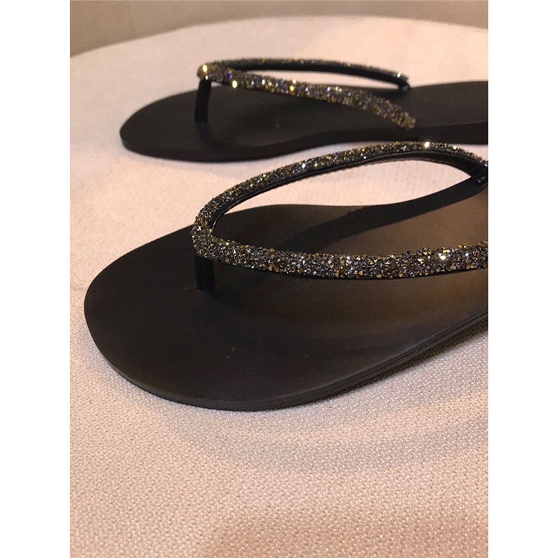 Damen Strandsandalen mit glitzerndem Riemendesign R&B