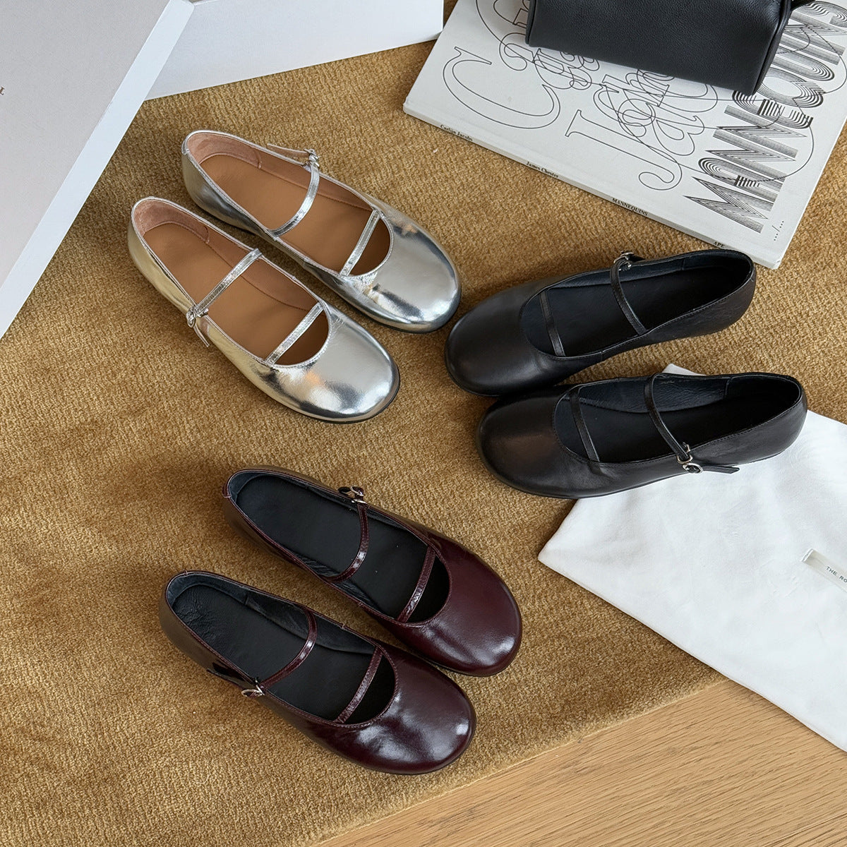 Damen Elegante Ballerinas mit modischem Riemchen und schimmerndem Obermaterial R&B
