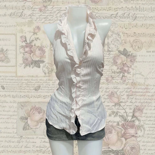 Damen Elegantes Faltenoberteil mit Rüschen R&B