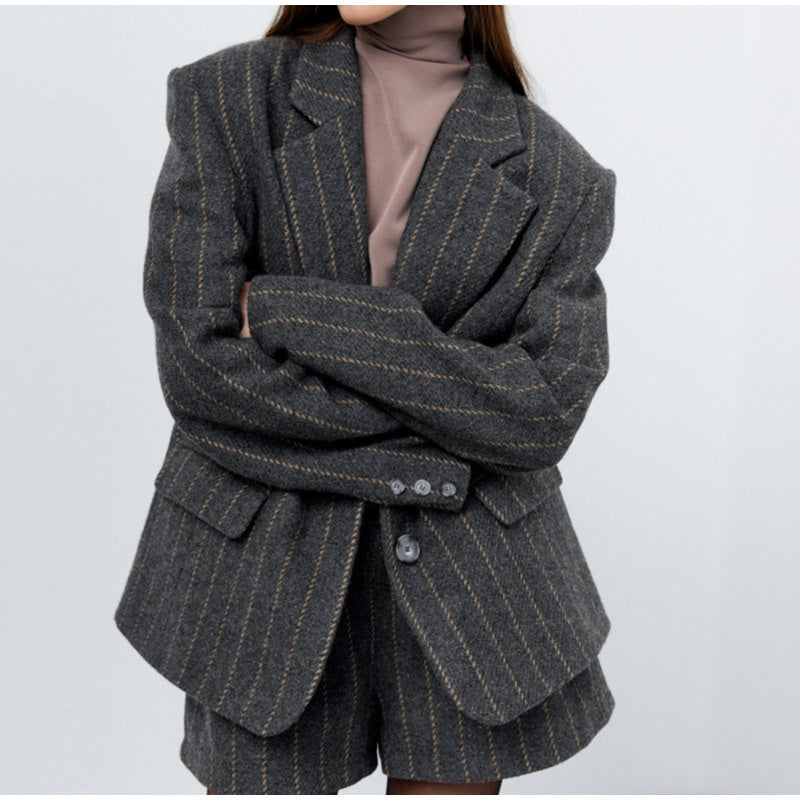 Damen Oversized Blazerjacke mit eleganten Streifen R&B