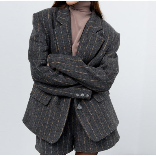 Damen Oversized Blazerjacke mit eleganten Streifen R&B