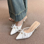 Damen elegante Slingback-Pumps mit dekorativem Rüschendesign