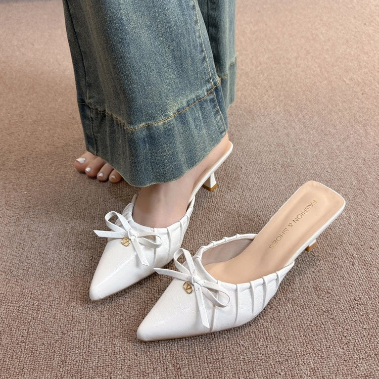 Damen elegante Slingback-Pumps mit dekorativem Rüschendesign