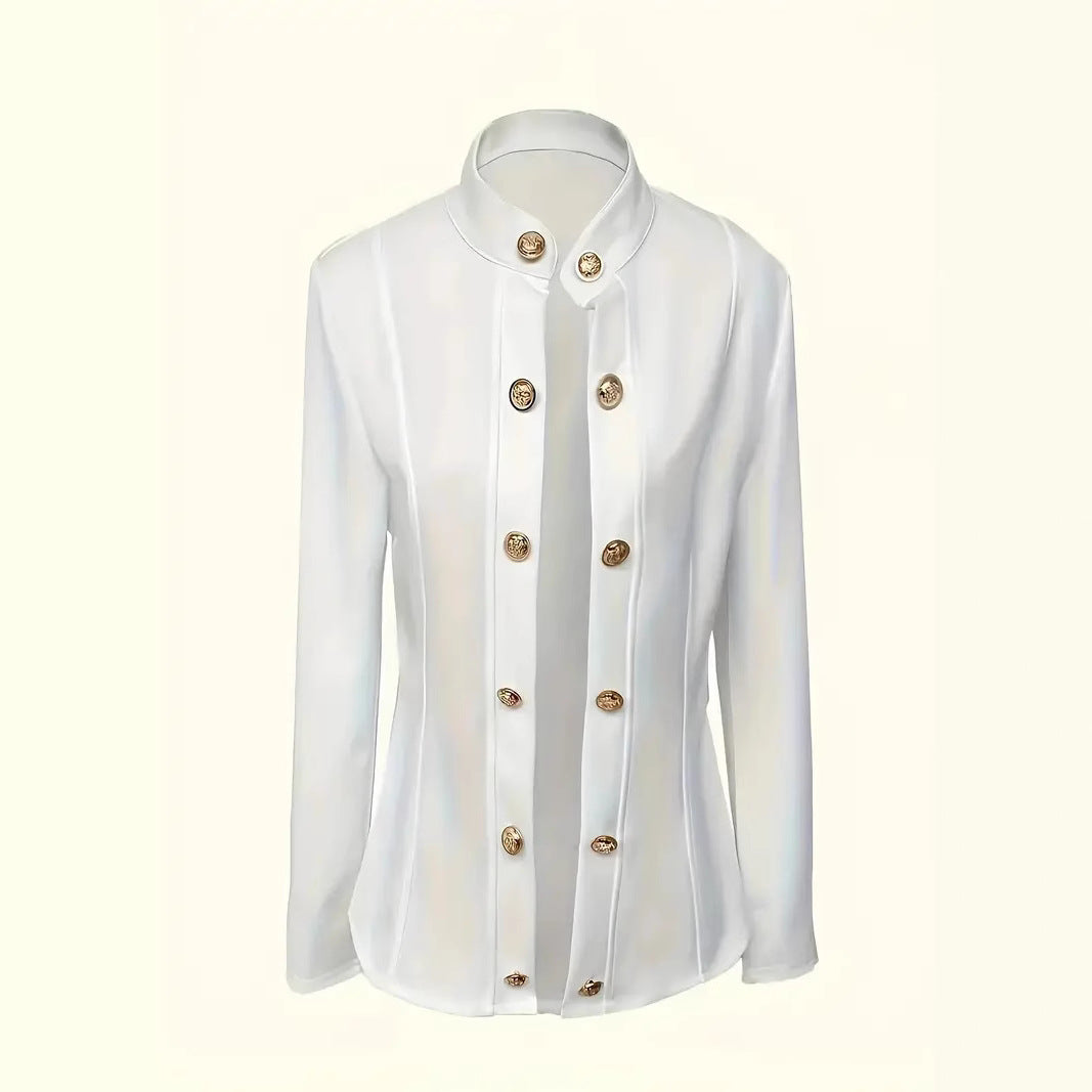 Damen elegante Couture-Jacke mit Schmuckknöpfen und tailliertem Schnitt R&B