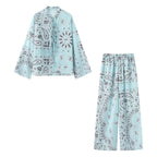 Damen nan weit geschnittene Palazzo-Hose mit Paisley-Print und elastischem Bund R&B
